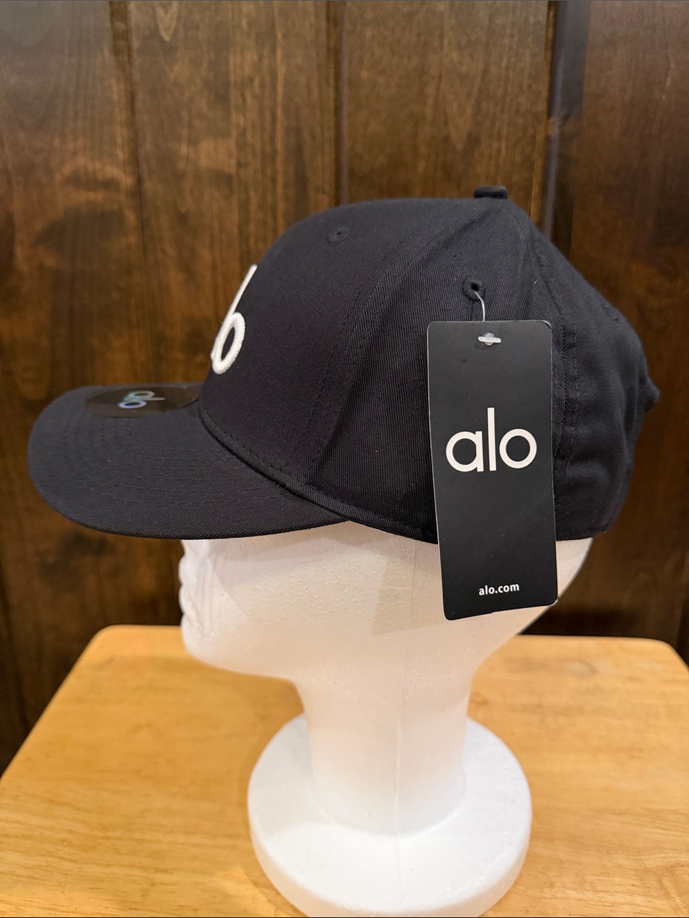 ALO Yoga Black Baseball Cap with White Logo - Picture 2 of 5